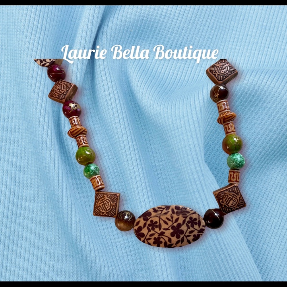 Wood and Bead Necklace
